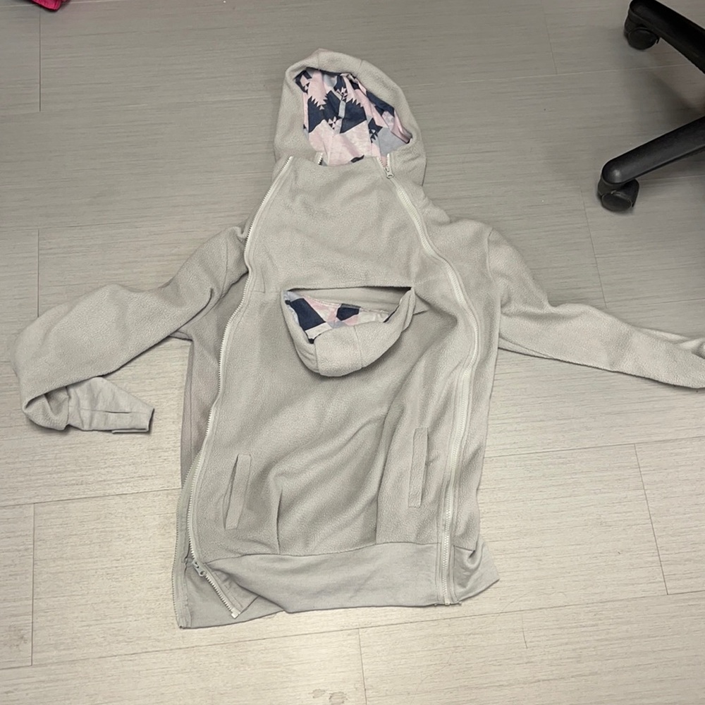 Gray mom and infant gray hoodie jacket